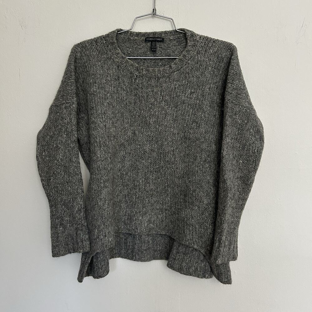 Eileen Fisher Baby Alpaca Sweater Women’s XS Gray Organic Cotton Knit USA
